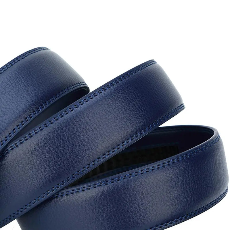 CUKUP Men's New Design Quality Blue Genuine Leather Dress Belt Ratchet Automatic Buckle Belts for Men 2022 New Designers NCK710