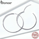 Bamoer 925 Sterling Silver Platinum Plated Classic Big Hoop Earrings for Women Fashion Jewerly Size 30mm 40mm 50mm