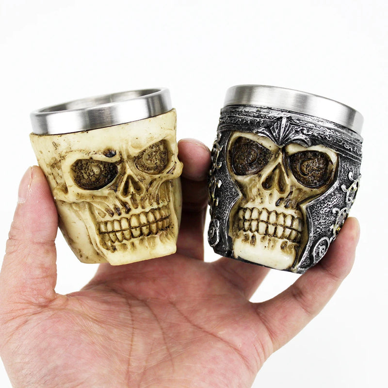 3D Skull Cup Mugs Style Contain Skull Viking Pirate Gothic White Spirit Whiskey Juice Mugs BEST Birthday Halloween Gift