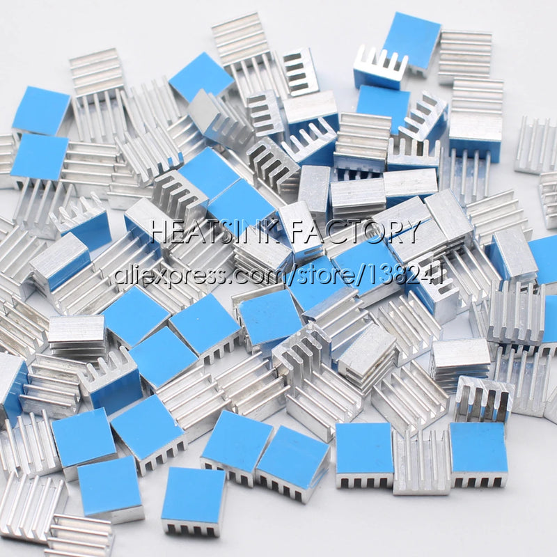 HEATSINK FACTORY 50pcs Aluminum 8.8x8.8x5mm Chip Radiator Cooler w/ Thermal Double Sided Adhesive Tape for IC, 3D Printer A4988