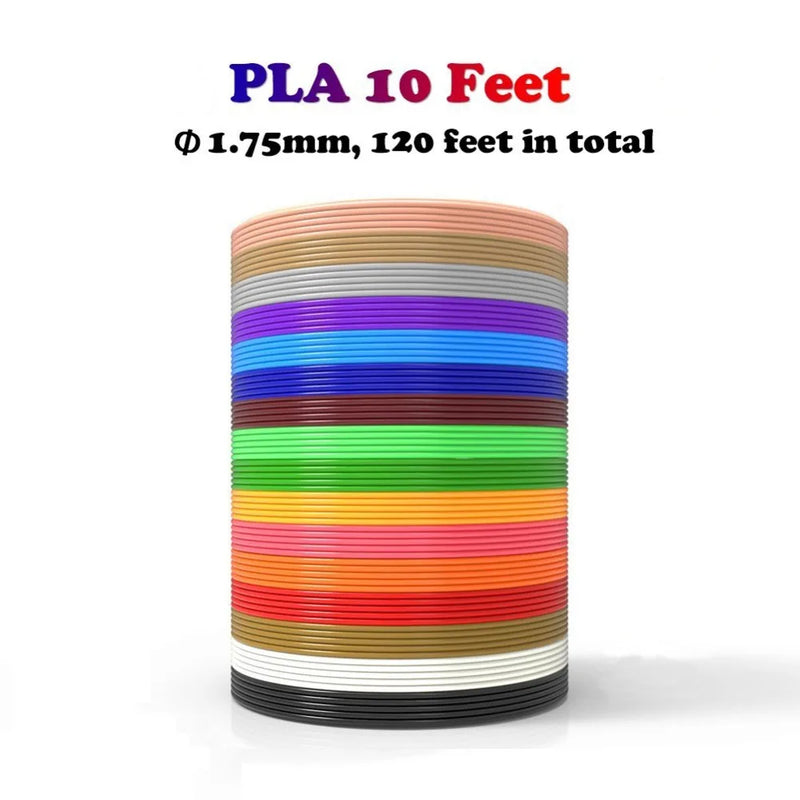 Dikale 3D Printing Material 3m x 12 colors 3D Pen Filament PLA 1.75mm Plastic Refill For 3D Impresora Drawing Printer Pen Pencil