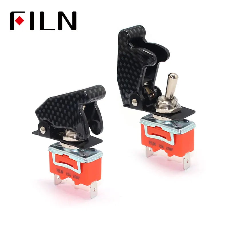 FILN  Rocker switch Auto Car Boat Truck Illuminated Led Toggle Switch With Safety Aircraft Flip Up Cover Guard 12V20A ASW-07D