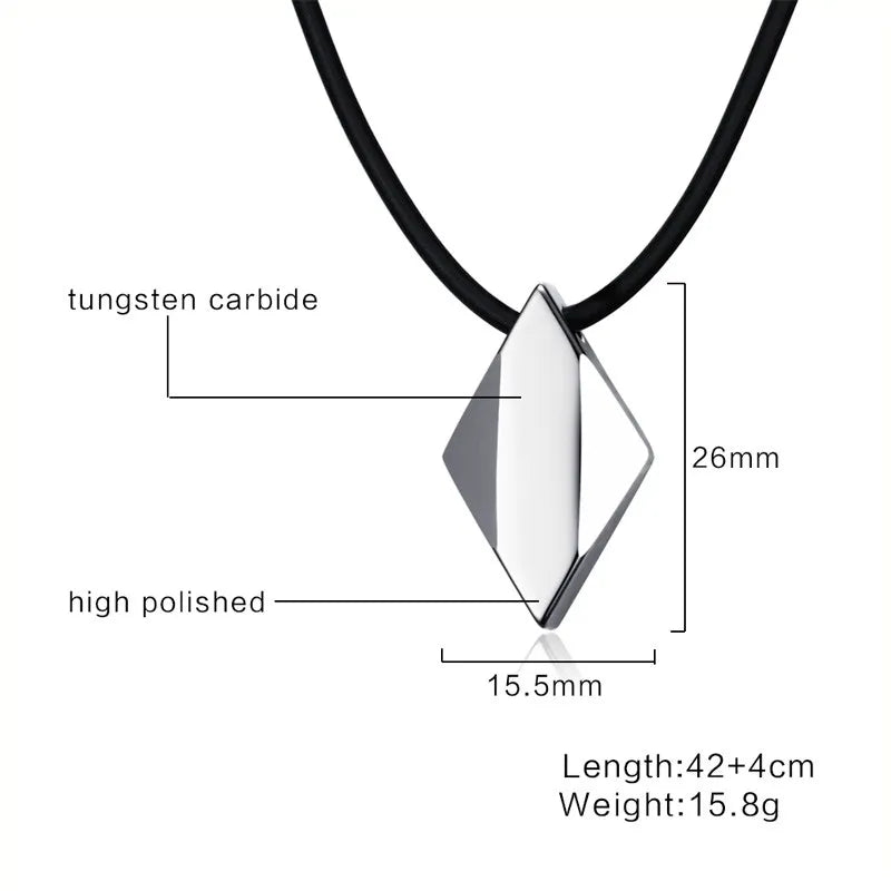 Vnox Not Ccratch Pure Tungsten Carbide Rhombus Necklaces Pendants 18" Rope Chain