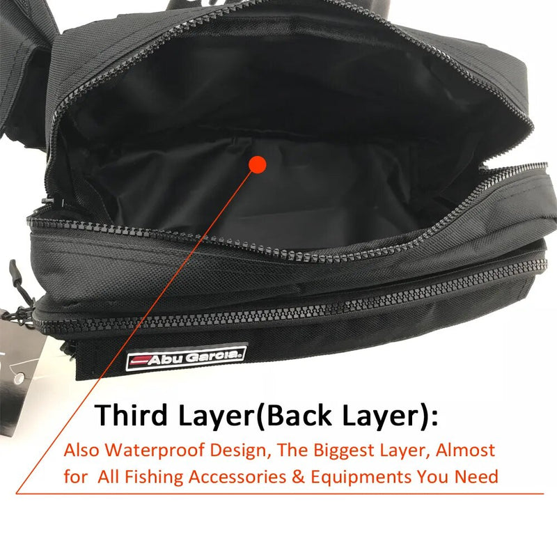 Fishing Tackle Waist Bag Waterproof Shoulder Carry Case Multi-Pocket Lure Reel Line Hook Swivel Snaps Connector Storage Pack ABU