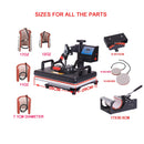 Cheap 30*38CM 8 in 1 Combo Heat press Machine Sublimation Printer 2D Heat Transfer Machine for Cap Mug Plate Tshirts CE Approved