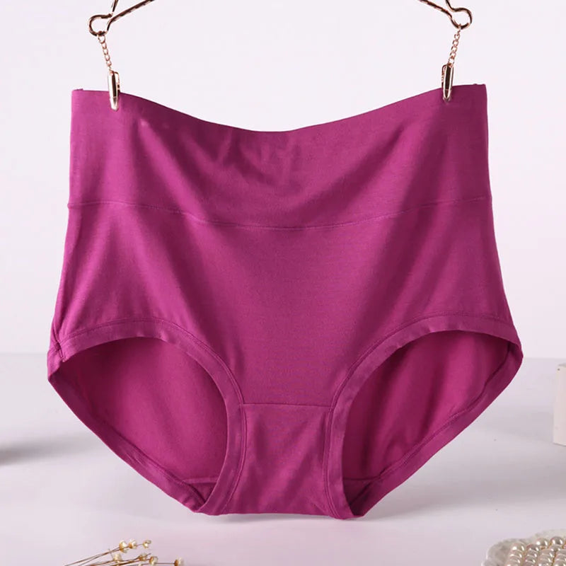 Q001 4Pcs/Lot Hot Sale Big Size 6XL Panty Solid High Waist Underwear Women Panties Soft Viscose Lingerie Briefs