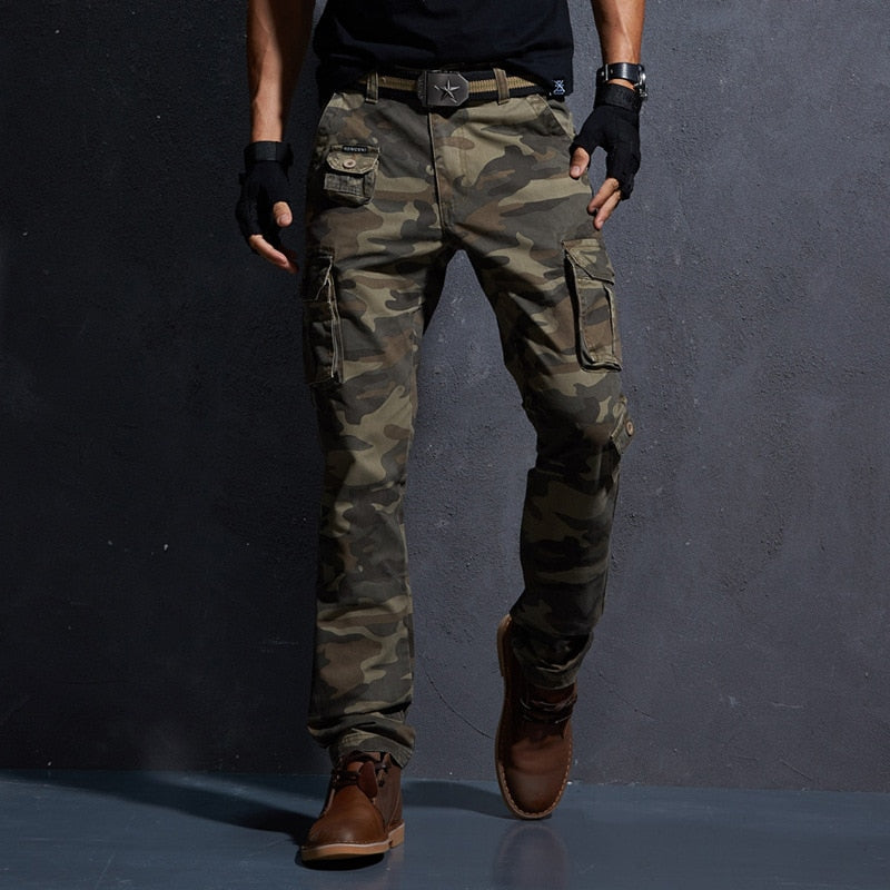 Spring Military Cargo Tactical Pants Cotton Casual Camouflage Trousers Men Pantalon Homme