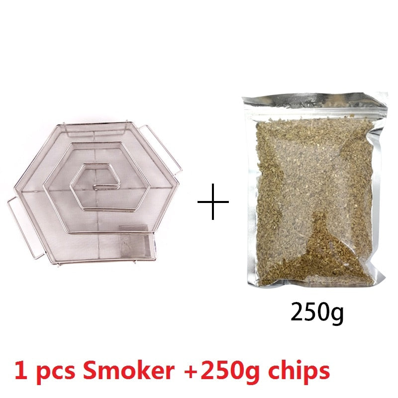 Cold Smoke Generator BBQ Accessories Steel Barbecue Grill Cooking Tool Smoker Salmon Bacon Fish Mini Apple Wood Chip Smoking Box