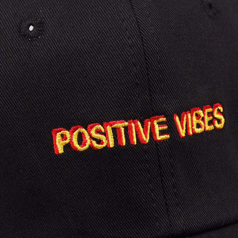 2018 new  Positive Vibes Cotton Embroidery Baseball cap men women Summer fashion Dad hat Hip-hop caps wholesale