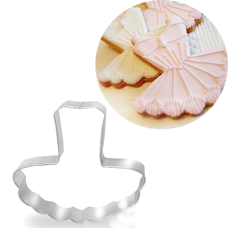 1pcs Wedding Dress Crown Shoe Pumpkin Car Metal Cookie Cutter Shapes Sandwich Bread Mold Fondant Cake Decorating Tools