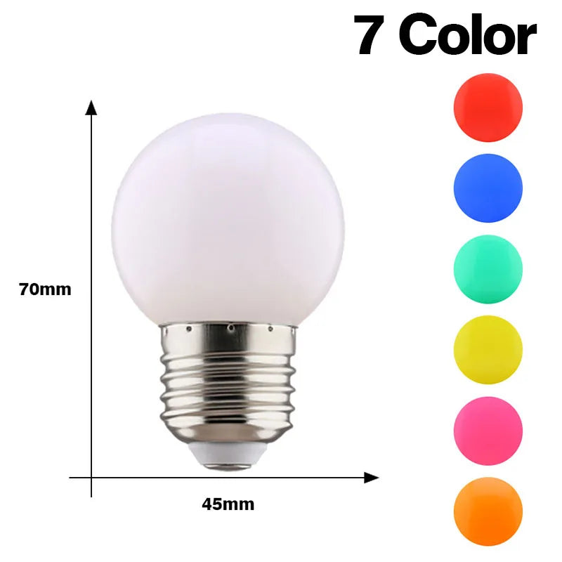 20pcs Colour LED Bulb E27 220V G45 7 Color RGB Lampada LED Lamp SMD3528 Decor Holiday Christmas Lamparas Light Bulb Fashlight