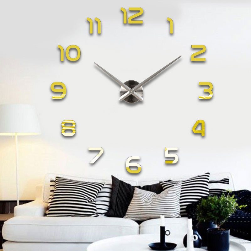 Large Wall Clock Quartz 3D DIY Big Watch Decorative Kitchen Clocks Acrylic Mirror Sticker Oversize Wall Clocks Home Letter Decor