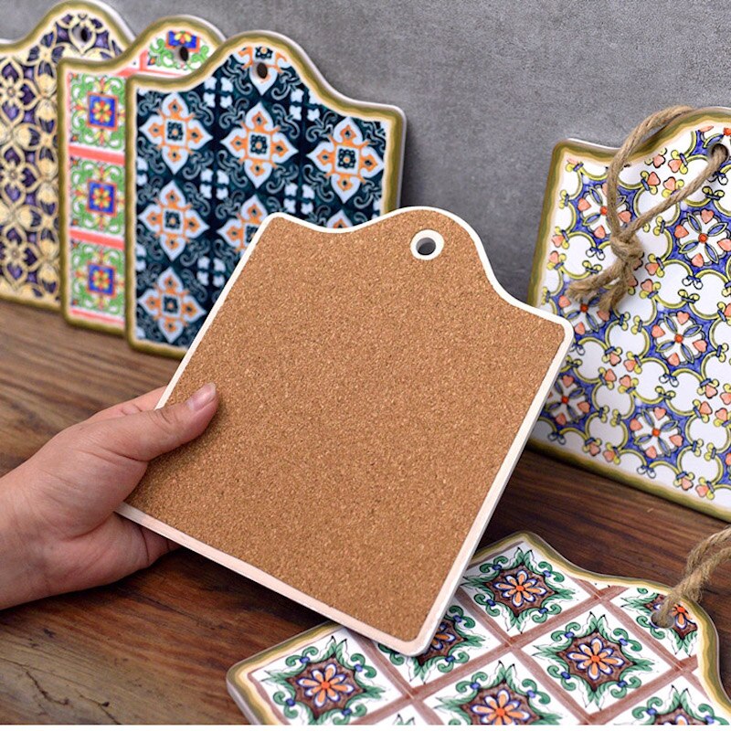 DUNXDECO Table Placemat Coasters Moroccan Floret brick Heat Insulation Pad Kitchen Pot Holder Mesa Vintage Simple Art Desk Decor