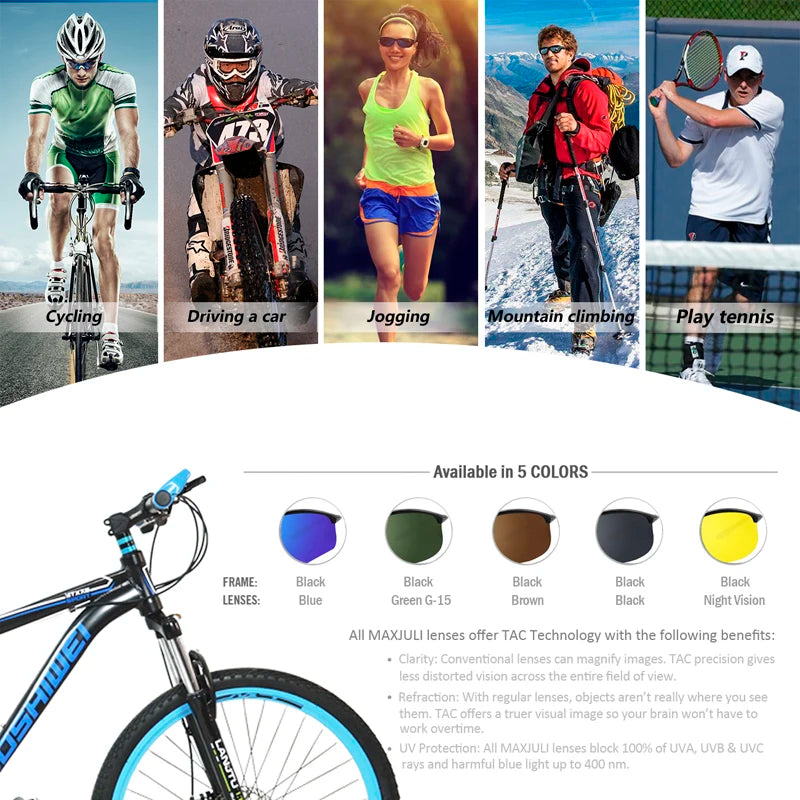 JULI Brand Classic Polarized Sunglasses Men Women Driving TR90 Frame Male Sun Glasses Fishing Sports Goggles UV400 Gafas MJ8002