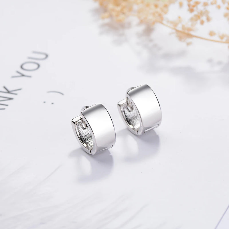 Punk Simple 925 Sterling Silver Small Circles Huggie Hoop Earrings For Women Men Brinco Bijoux Fashion Jewelry Gifts