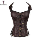 Coffee Steampunk Corset Women Sexy Neck Strap Black Gothic Corsets And Bustier Overbust Outwear corselet Top Fashion Corselet