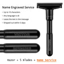 QShave Luxurious Black Adjustable Safety Razor Can Design Name on It Classic Stand Safety Razor Men Shaving 5 Gift Blades
