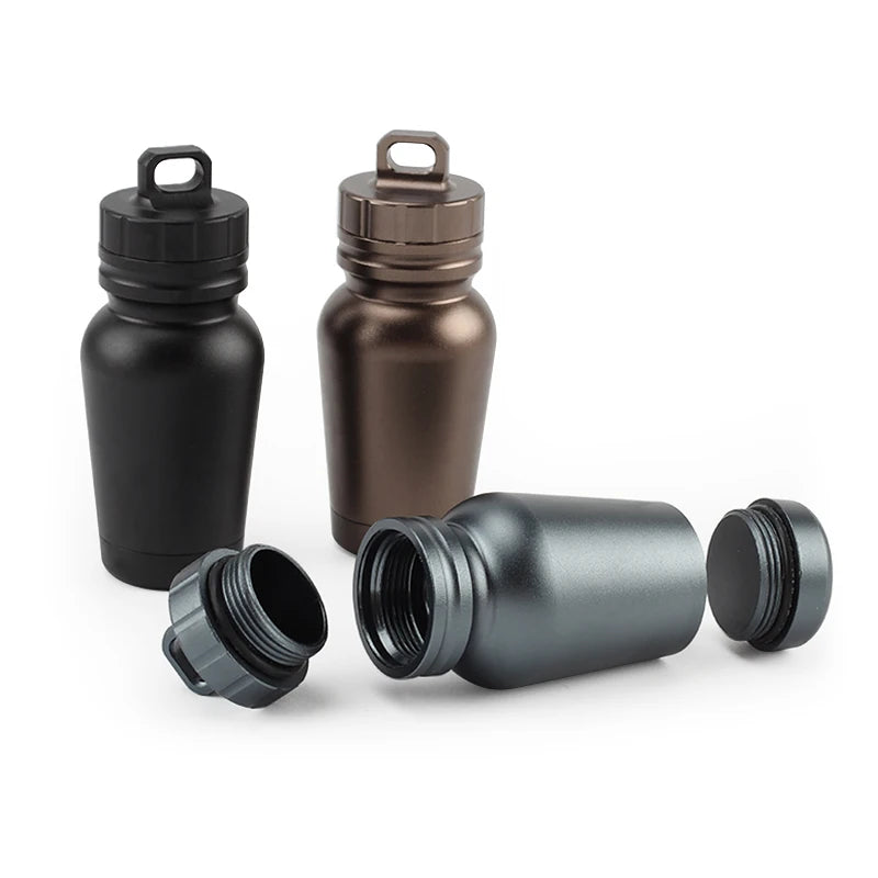 Aluminum Alloy Waterproof Canister Seal Bottle Outdoor Camping EDC Tool Waterproof Bottle