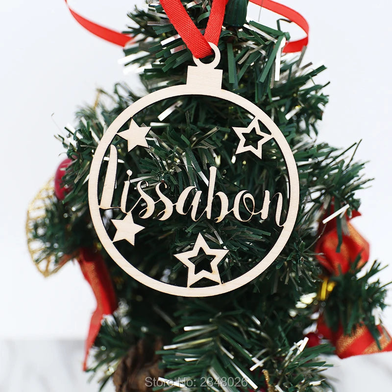 Custom Different Name Ornament- Personalized Christmas Bauble -Custom Ornament Ball Wooden Ornament Ball with name and year