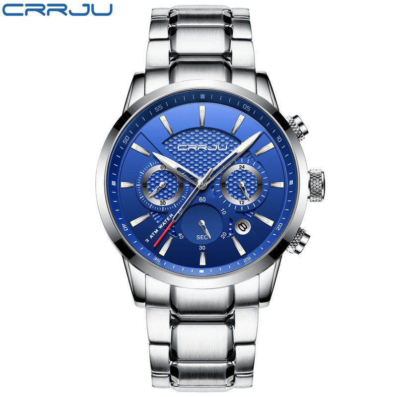 CRRJU Mens Watches Military Brand Luxury Sports watch for men Casual Waterproof Mens Watch Quartz Stainless Steel Man Wristwatch