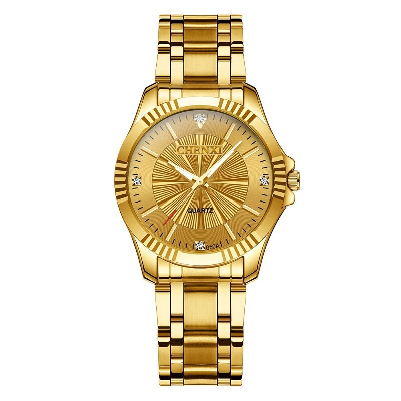 CHENXI Creative Golden Men&#39;s Quartz Wristwatches Women Men Full Steel Luxury Clock Brand Watches lovers&#39; Waterproof Gold Watch