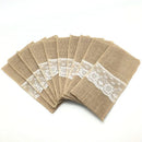 4"x8.5"Cutlery Holder Decoration Hessian Burlap Lace Wedding Cutlery Holder Pouch Rustic Decorations Favor 5BB5481