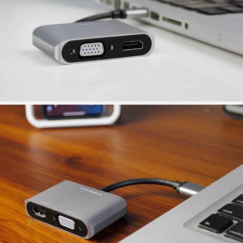 Hagibis USB 3.0 to HDMI-compatible VGA Adapter 1080P Multi-Display 2in1 USB to HDMI-compatible Converter for Windows 7/8/10 OS