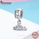 BAMOER 100% 925 Sterling Silver Trendy Princess Crown Pendant Charm fit Charm Bracelet & Necklace Jewelry Girlfriend Gift SCC739