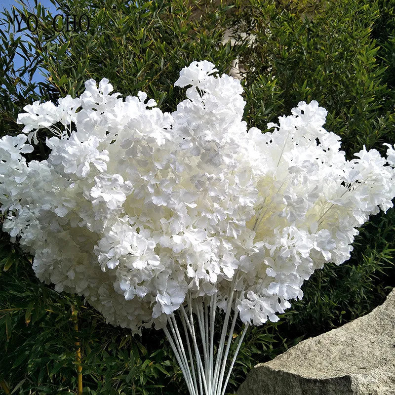 90cm Silk Hydrangea White Branch Drifting Snow Gypsophila  Artificial Flowers Cherry Blossoms Wedding Arch Decorate Fake flower