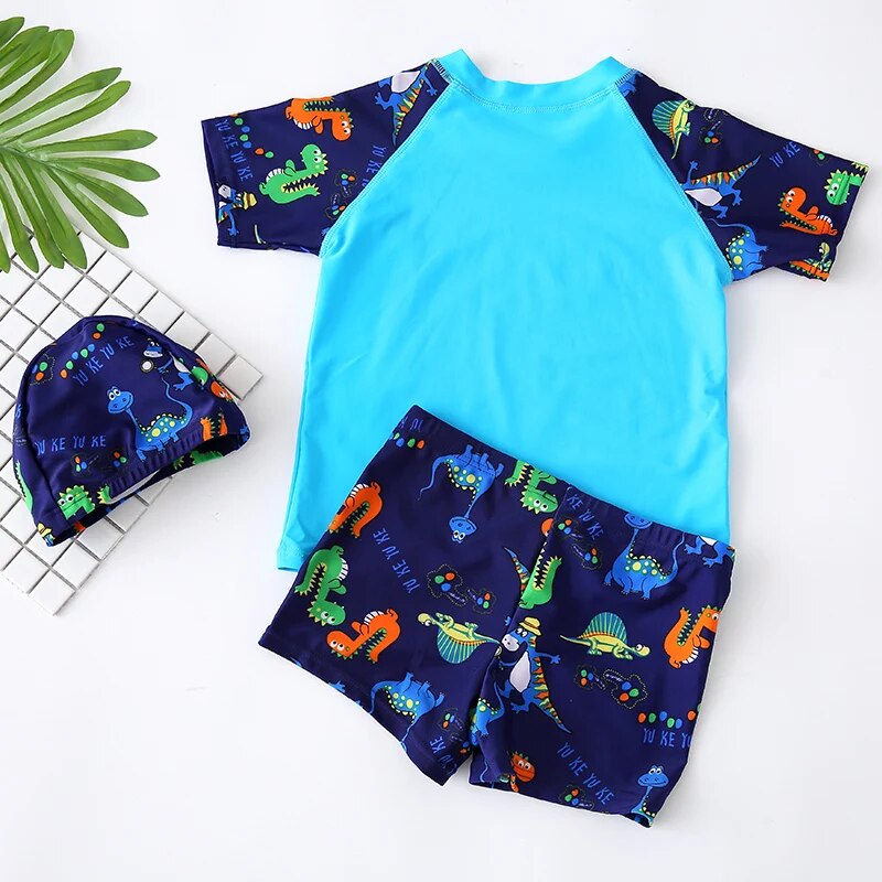Swimming Suit 3 Pieces Boys Swimsuit UV Protection Shorts For Kids Cartoon Trunks Baby Swimwear Children Diving Suit Beach Wear