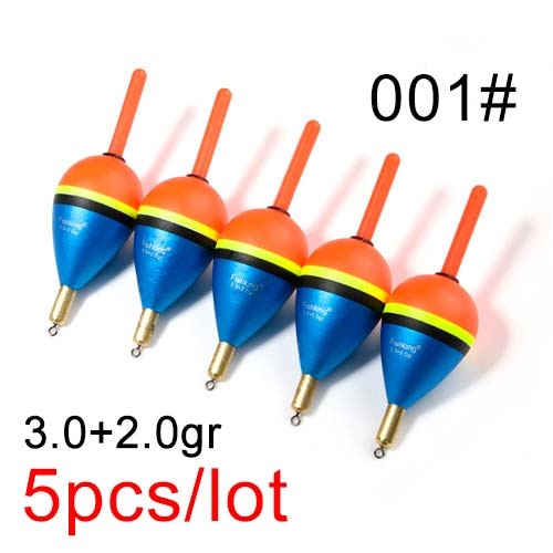 FISH KING 5pcs Barguzinsky Fir Float 2.0+2.0gr/3.0+2.0gr/4.0+2.0gr/5.0+2.0gr Copper Fishing Float Vertical Buoy Fishing Tackle