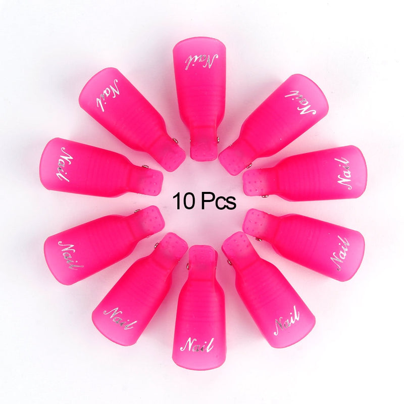 10PCS Plastic Nail Art Soaker Off Caps Clip UV Gel Polish Remover Wrap Tool Nail Art Tips Tools for Fingers Nail Polish Remover