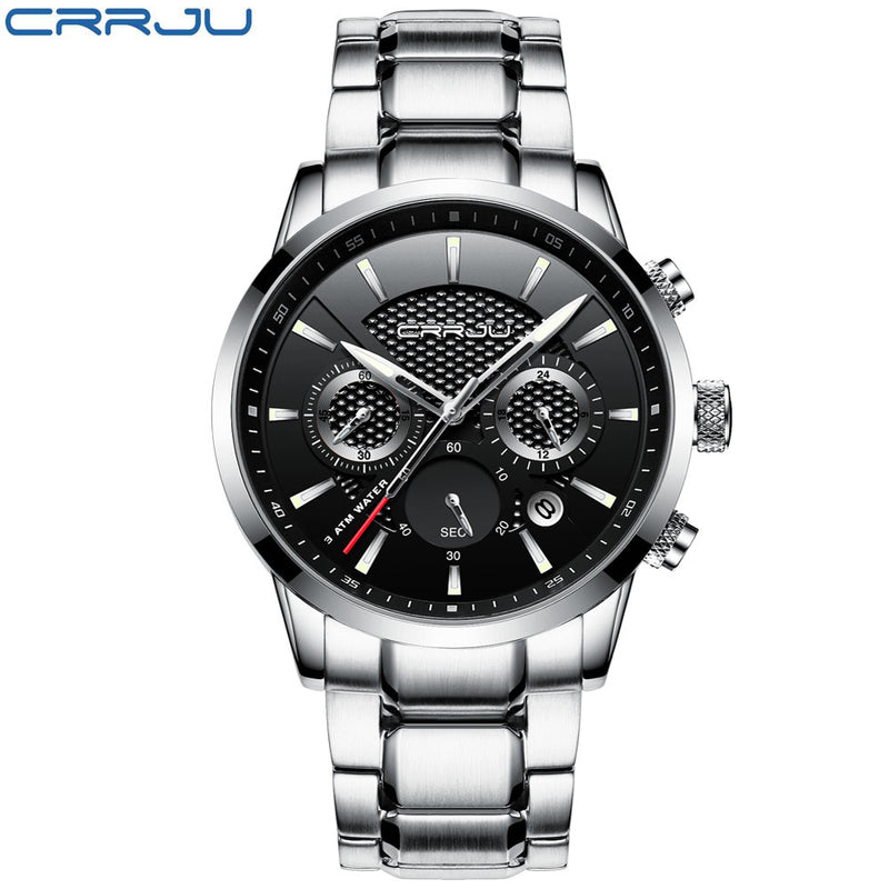 CRRJU Mens Watches Military Brand Luxury Sports watch for men Casual Waterproof Mens Watch Quartz Stainless Steel Man Wristwatch