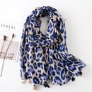 2022 Autumn Winter Leopard Dot Tassel Viscose Shawl Scarf Women Print Neckerchief Snood Luxury Brand Foulards Muslim Hijab Sjaal