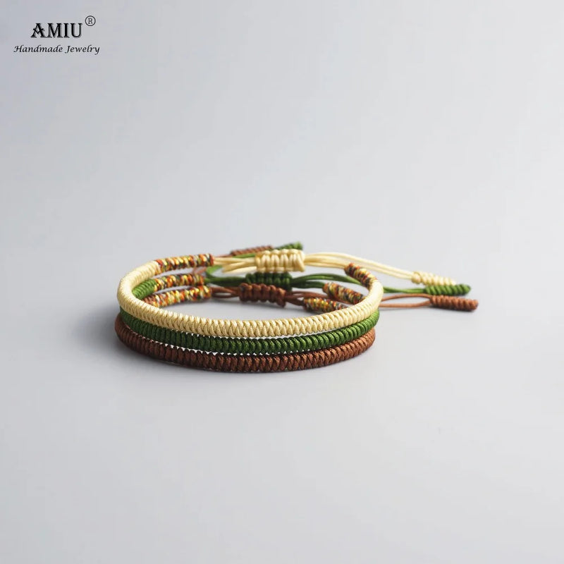 AMIU 3PCS Tibetan Jewelry Buddhist Good Lucky Charm Tibetan Bracelets & Bangles For Women And Men Handmade Knots Bracelet