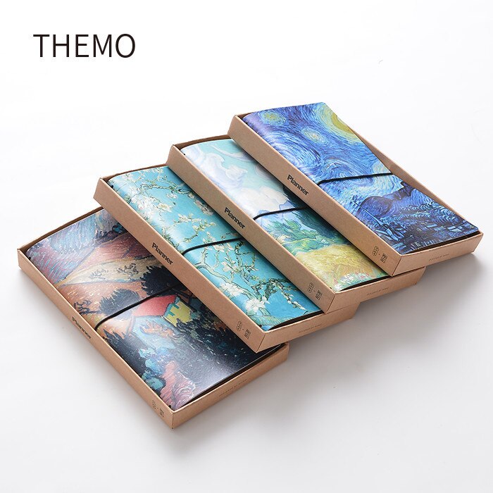 Van Gogh oil painting PU Leather Cover Notebook travel Diary Book Exercise Composition Binding Note Notepad Gift Stationery