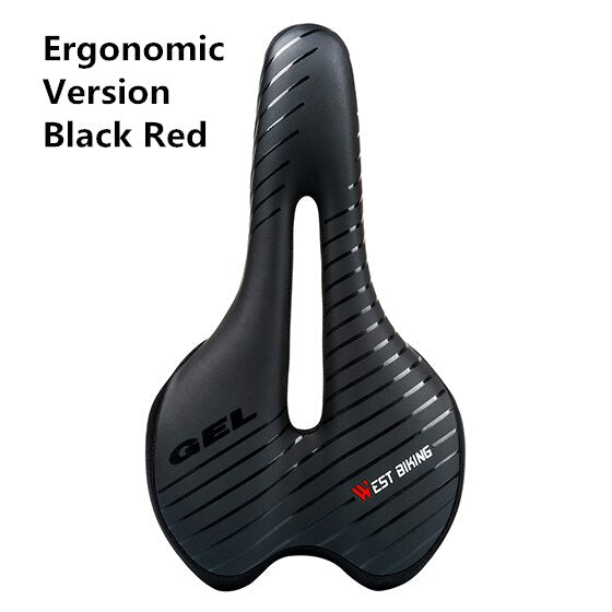 WEST BIKING Bicycle Saddle with Tail Light Thicken Widen MTB Bike Saddles Soft Comfortable Bike Hollow Cycling Bicycle Saddle