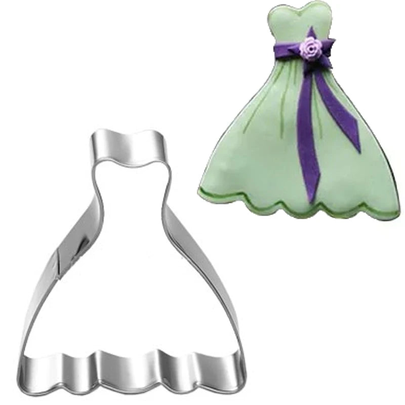 1pcs Wedding Dress Crown Shoe Pumpkin Car Metal Cookie Cutter Shapes Sandwich Bread Mold Fondant Cake Decorating Tools