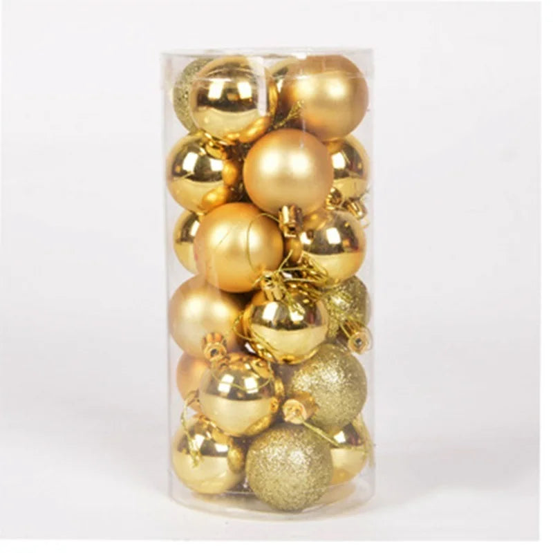 PGY 24PCS Christmas Balls Christmas Tree Decorations Xmas Ornaments 3cm/4cm/6cm/8cm Polystyrene Ball USA New Year Gifts Home A