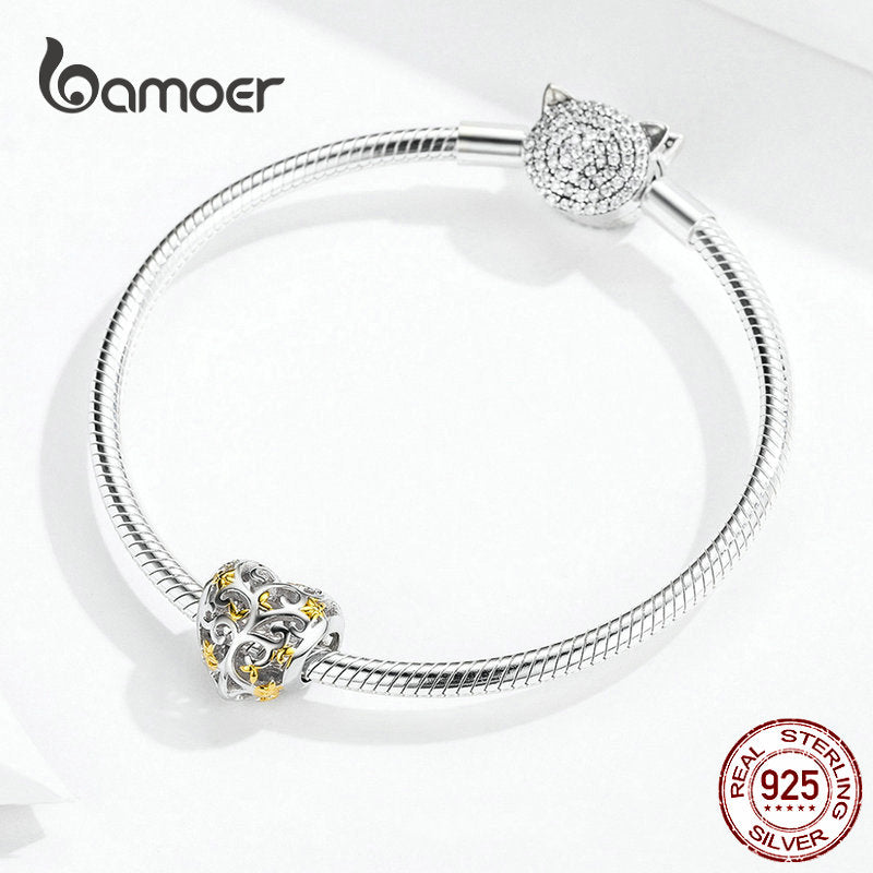 bamoer Tree of Life Heart-shape Charm Compatible European Bracelet Female Family Tree Beads for Women Jewelry Making SCC1249