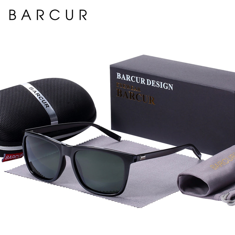 BARCUR Polarized Sun glasses for Men Aluminum Legs Sunglasses Polarized PC Frame Vintage Night Male Driving Glasses Women