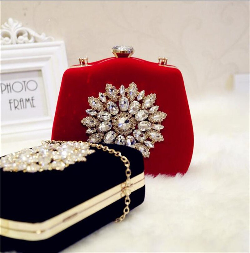 2023 New Diamond Sun Flowers Evening Bags Luxury Wedding Clutch Bags For Girls Party Dinner Bags With Chain MN861