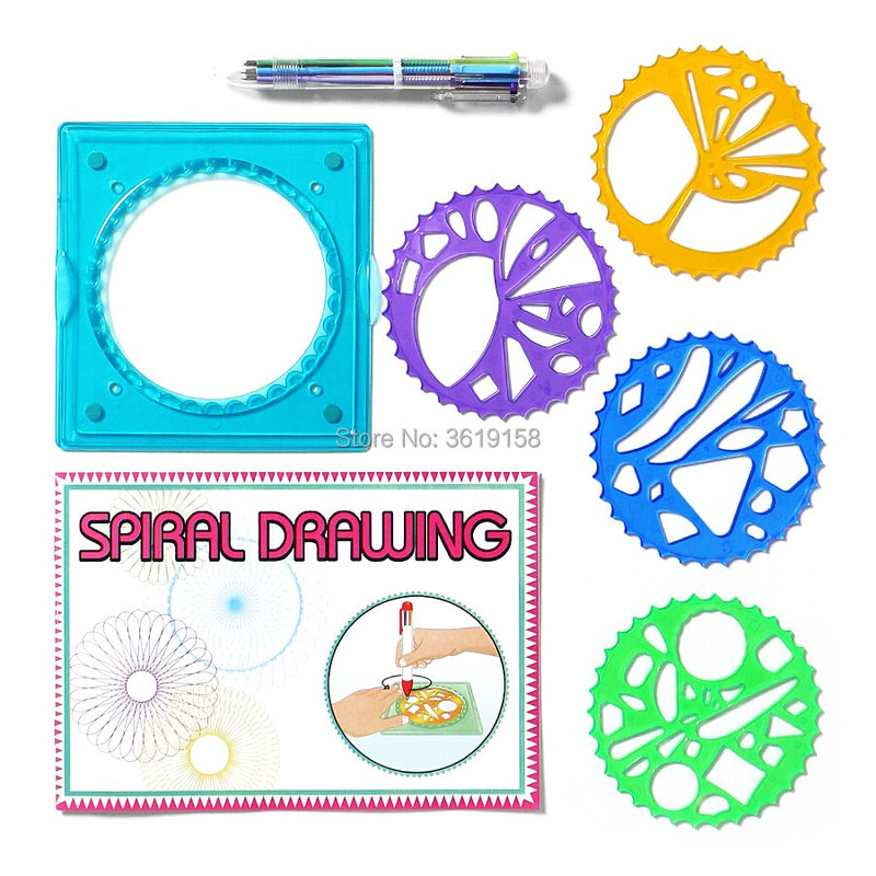 Spirograph Set 27pcs Accessories Coloring Game,Designs Interlocking Gears &amp; Wheel with Colorful Pen,DIY Puzzle Toy for Kid Adult