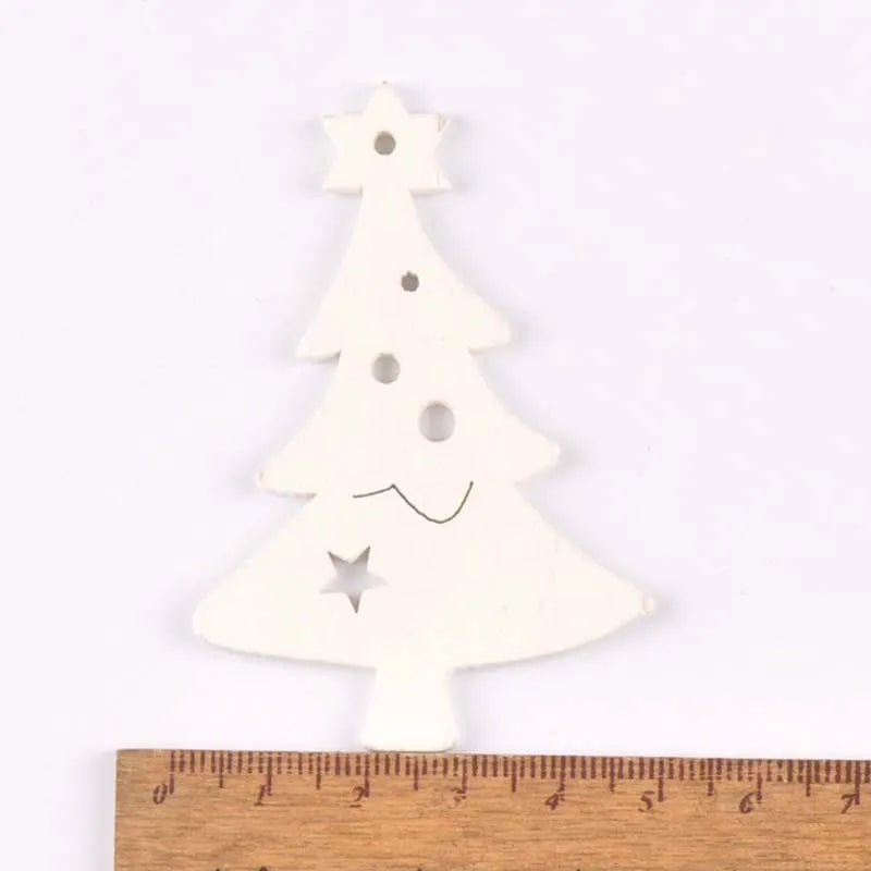 5pcs+1m hemp rope Christmas Tree Ornament Wooden Hanging Pendants Christmas tree snow angel Star Christmas Decorations for Home