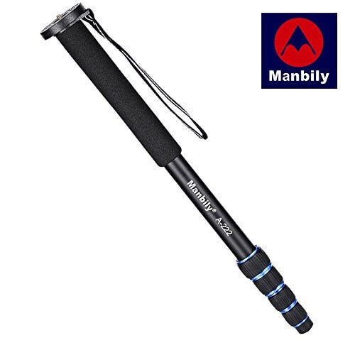 Manbily A-222 165cm Portable Professional DSLR Monopod Walking Stick with M-1 Mini Tripod Stand Base &amp; Tripod Ballhead for DSLR