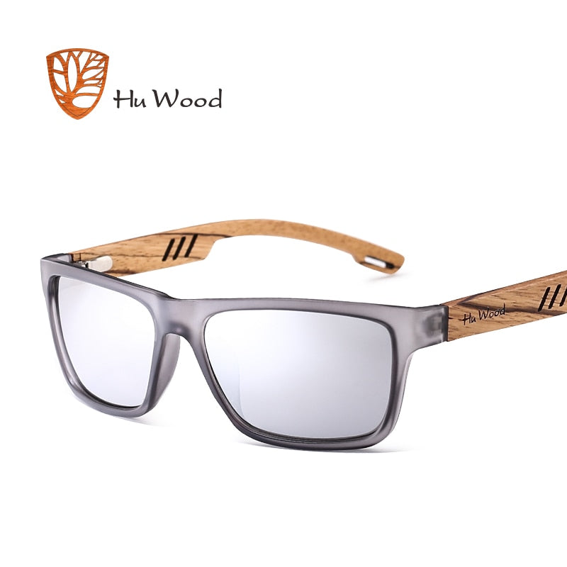 HU WOOD Brand Design Zebra Wood Sunglasses For Men Fashion Sport Color Gradient Sunglasses Driving Fishing Mirror Lenses GR8016