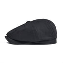 BOTVELA Newsboy Cap Men's Twill Cotton Eight Panel Hat Women's Baker Boy Caps Retro Big Large Hats Male Boina Black Beret 003