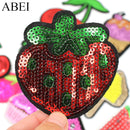 12pcs/lot Mix Sequined Fruits Patches Iron On Ice Cream Stickers for bags DIY Jeans Sweaters Applique Handmade Sewing Patchwork