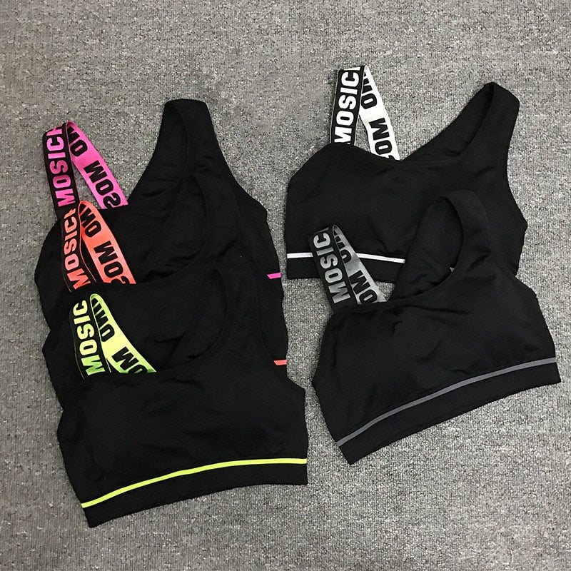 New Letter Cut Out Sports Bra Women Fitness Yoga Push up  Gym Padded Sports Top Athletic Sexy  Workout Running Clothing P165