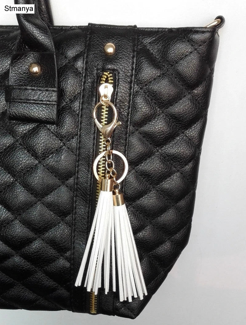 Women Fashion Tassels Key Chain New 12 colors suede leather Car key Ring Charm bag key chain Tassels Best Gift jewelry 17013
